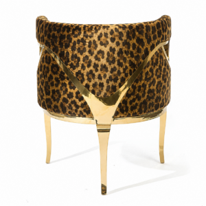 Chandra Leopard Gold Velvet Brass Armchair