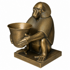 Art Deco Brass Baboon Sculpture with Light