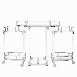 Dorchester Lucite Nickel Bar Cart