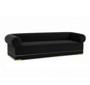Riccardi Black Velvet Gold Sofa 230cm