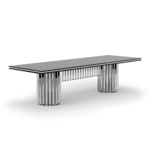 Klemenza Nero Marble Chrome Dining Table