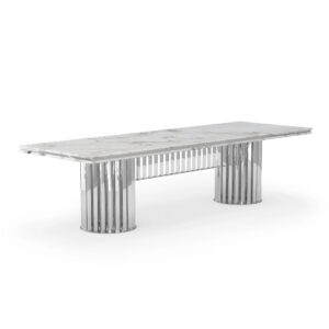 Klemenza Carrara Marble Chrome Dining Table