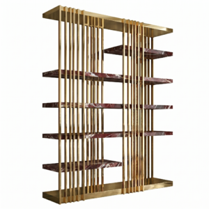 Balmain Rosso Levanto Marble Gold Etagere