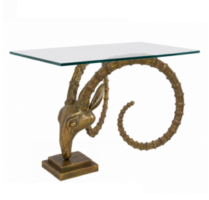 Ibex Antique Brass Glass Sidetable