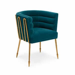 Adler Dark Teal Velvet Brass Dining Chair
