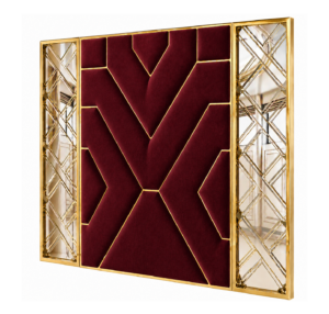 Skyscraper Rouge Velvet Gold Mirror King Headboard
