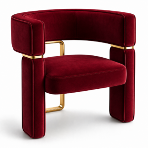 Tempo Rouge Velvet Brass Chair