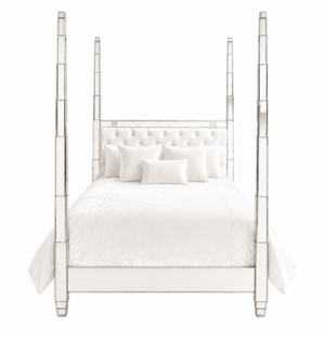 Palazzo White Velvet Mirror King Bed