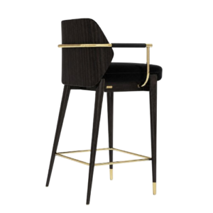 Algerone Black Velvet Brass Couner Stool