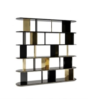 Casita Black Lacquer Brass Etagere 220cm