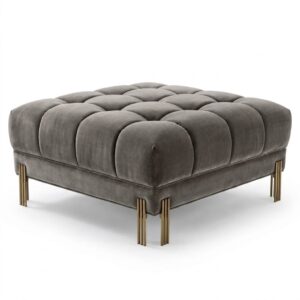 Savona Grey Velvet Brass Ottoman