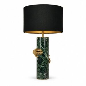 Vengeance Alpine Verdi Marble Brass Table Lamp with Black Shade