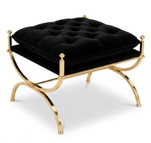 Napoleon Black Velvet Brass Ottoman