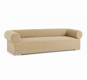 Riccardi Champagne Velvet Chrome Sofa 230cm