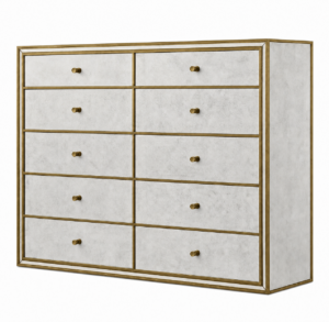 Beverley Antique Mirror Brass Tallboy Cabinet