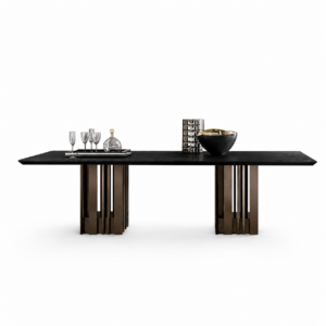 York Black Oak Bronze Dining Table
