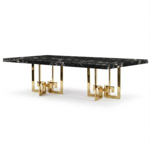 Gallery Nero Marble Brass Dining Table