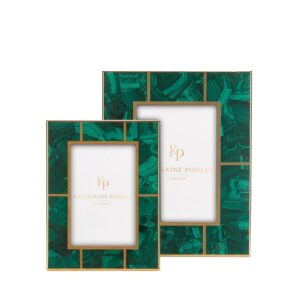 Grande Malachite Brass Photo Frame Set
