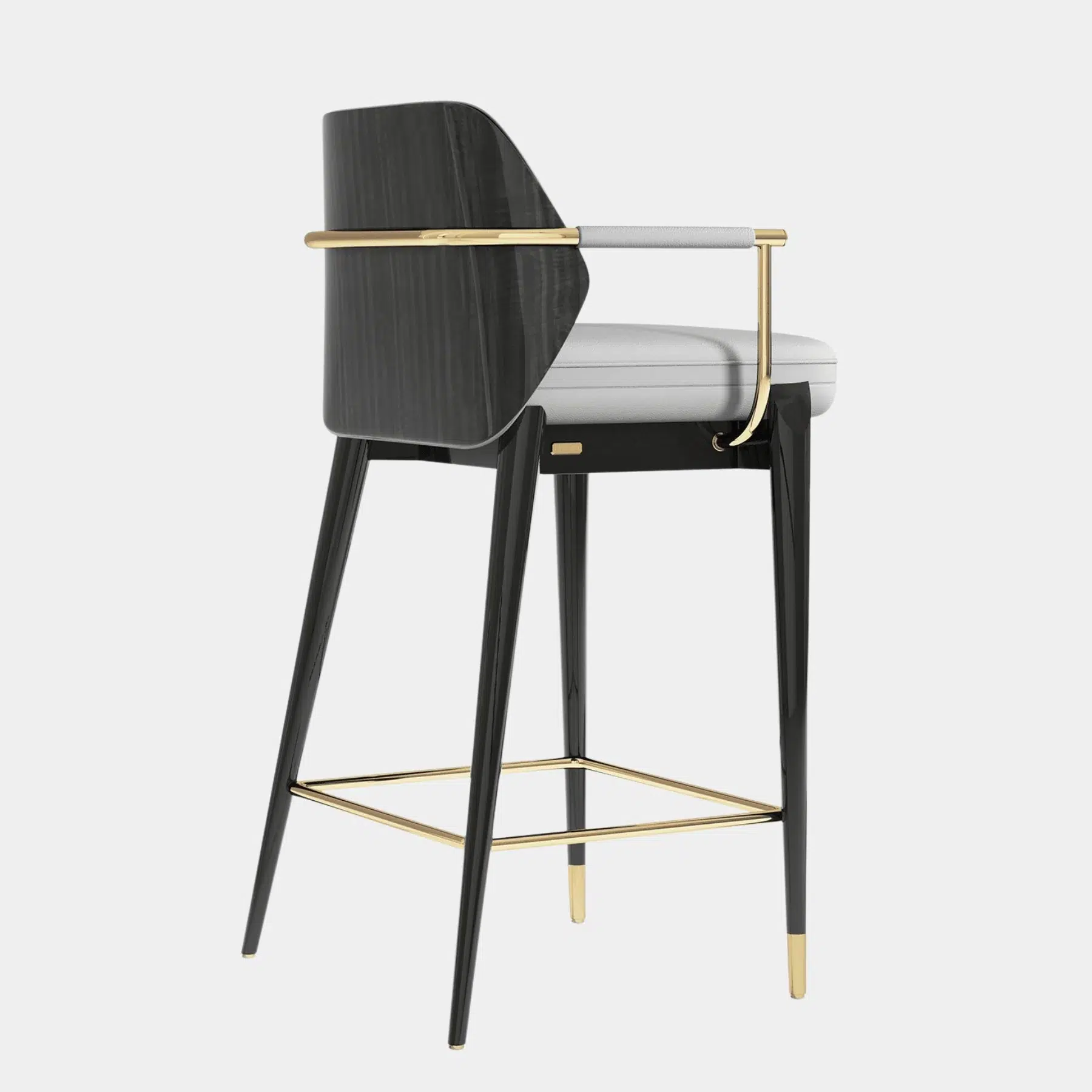 Algerone Black Velvet Brass Couner Stool - Image 3