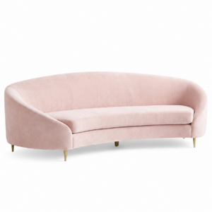 Halston Blush Velvet Gold Sofa 264cm
