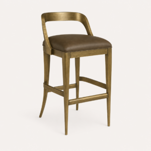 Waldon Brown Velvet Antique Brass Counter Stool