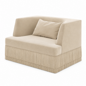 Milan Beige Velvet Fringe Sofa