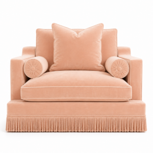Orlando Peach Velvet Fringe Sofa