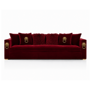 Pride Rouge Velvet Brass Sofa 250cm