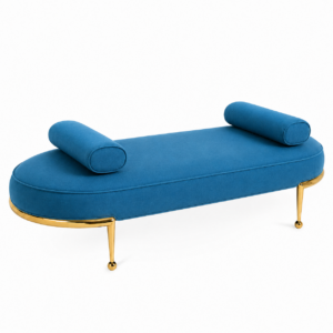 Dolce Light Blue Velvet Brass Bench