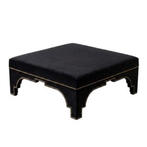 Morocco Black Velvet Brass Ottoman