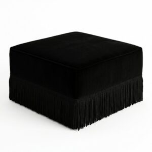 Baxter Black Velvet Fringe Ottoman