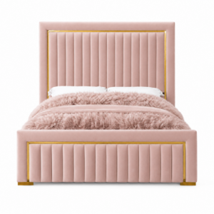 Balmain Blush Velvet Gold King Bed