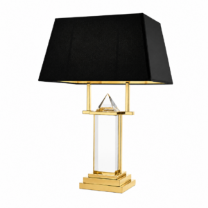 Nubian Crystal Gold Table Lamp with Black Lamp Shade