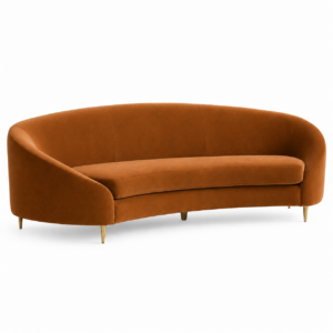 Halston Caramel Velvet Gold Sofa 264cm