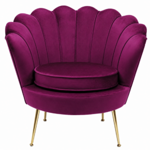 Valentino Maroon Velvet Gold Armchair