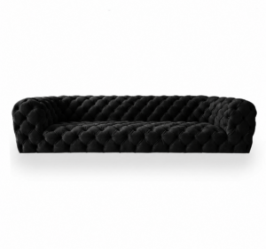 Divano Chesterfield Black Velvet Sofa 295cm