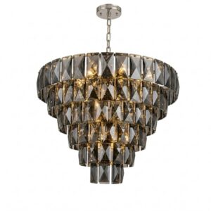 Radiance Smoked Crystal Nickel Large Chandelier