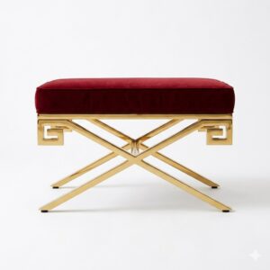 Okuro Rouge Velvet Gold Ottoman