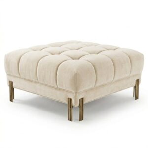 Savona Cream Velvet Brass Ottoman