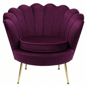Valentino Aubergine Velvet Brass Armchair