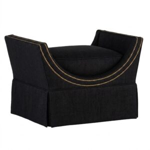 Gabrielle Black Linen Brass Stool