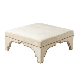 Morocco Cream Velvet Brass Ottoman