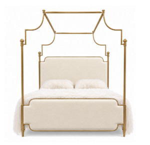 Huntington Ivory Linen Brass Canopy King Bed