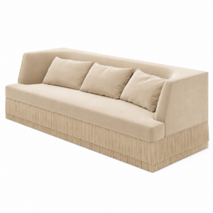 Milan Beige Velvet Fringe Sofa