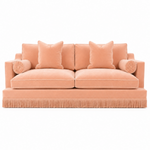 Orlando Peach Velvet Fringe Sofa