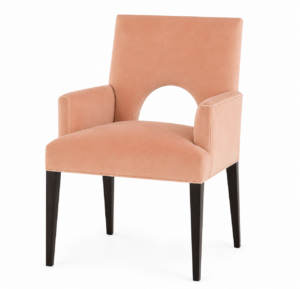 Orlando Peach Velvet Oak Dining Armchair