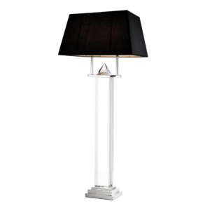 Nubian Crystal Chrome Floor Lamp with Black Shade