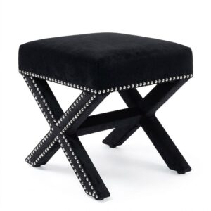 Perugio Black Velvet Nickel Stool