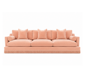 Orlando Peach Velvet Fringe Sofa