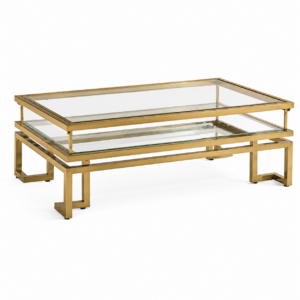 Halston Brass Glass Display Large Coffee Table